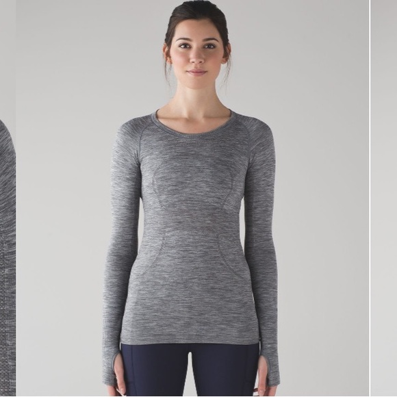 lululemon athletica Tops - LULULEMON swiftly tech long sleeve crew black white grey long sleeve 4